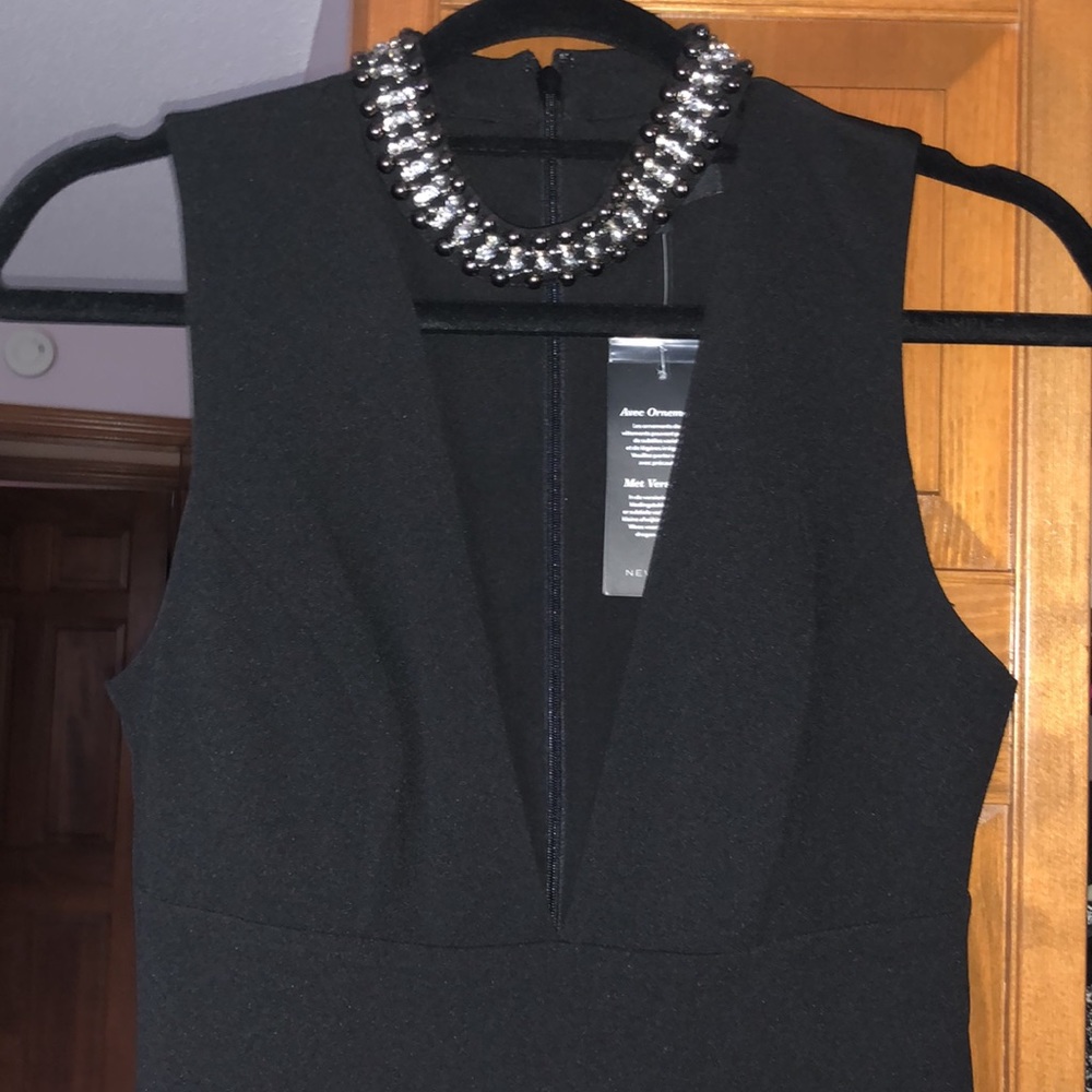 ASOS Deep V Body Con Dress w/ Jewel Choker Collar